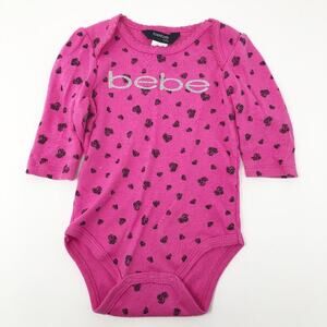 bebe Baby Girl Long Sleeve Pink Bodysuit 0-3M
